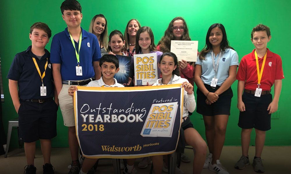 Middle School Yearbook Students national recognition.