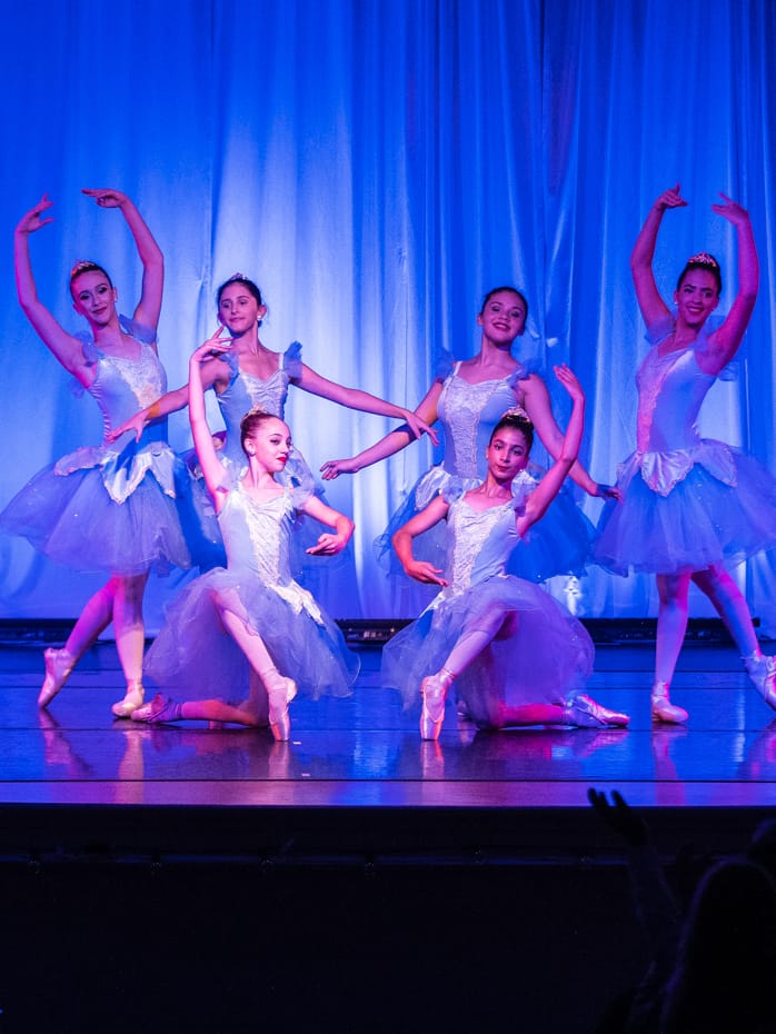 Female students performing in a ballet