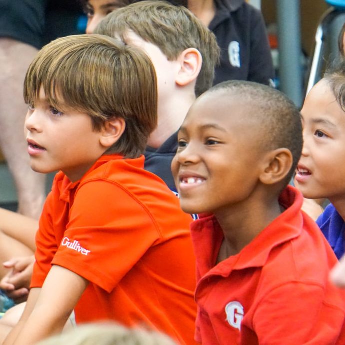 Lower school kids in class learning