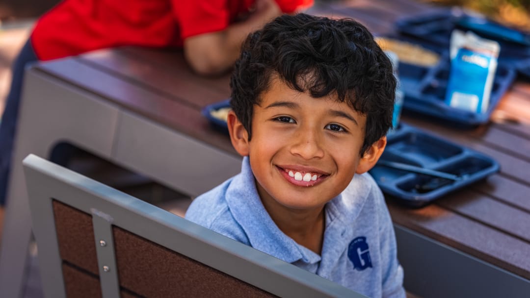 Lower school boy at lunch