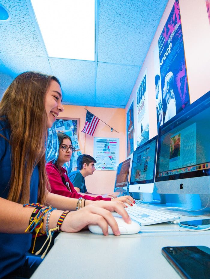 Students in digital media class on computers
