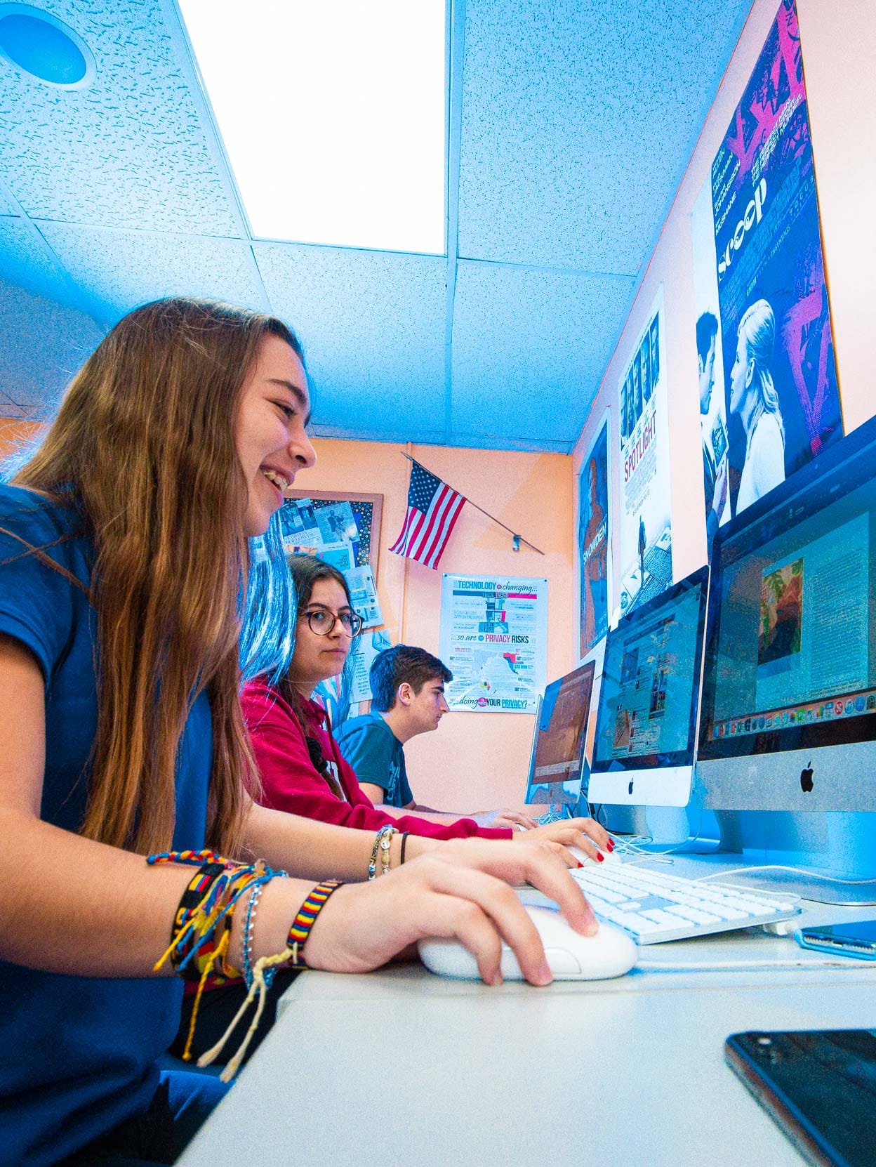 Students in digital media class on computers