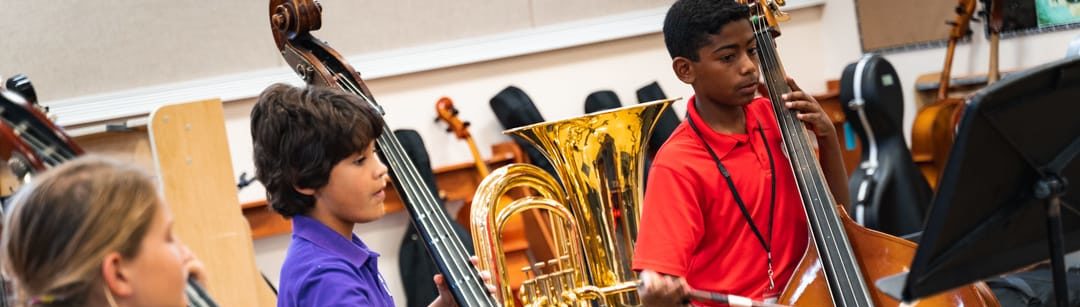 Young students playing music