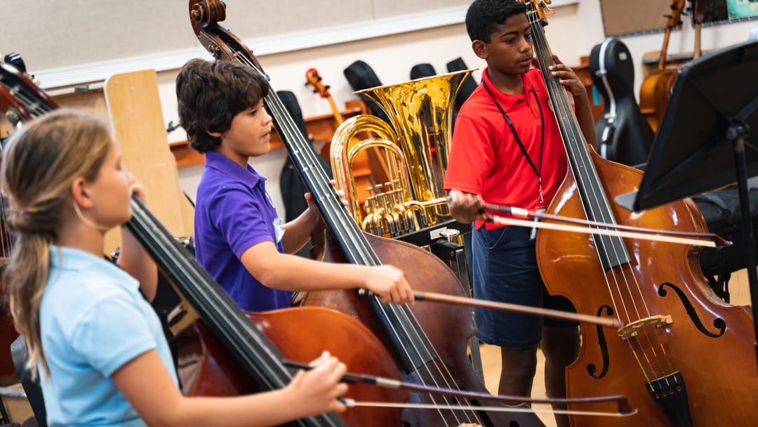 Young students playing music