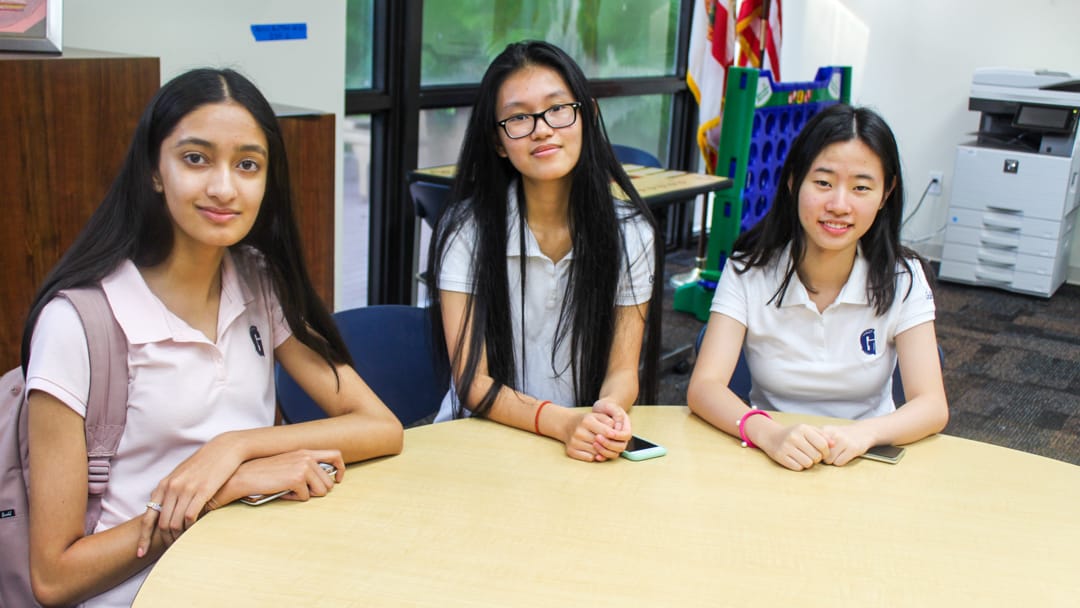 Three asian female students