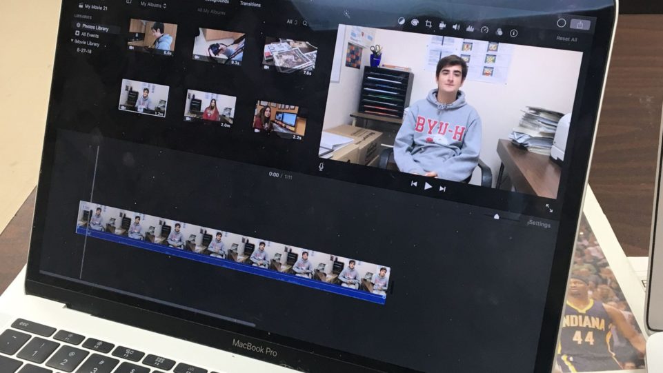 computer screen of video production