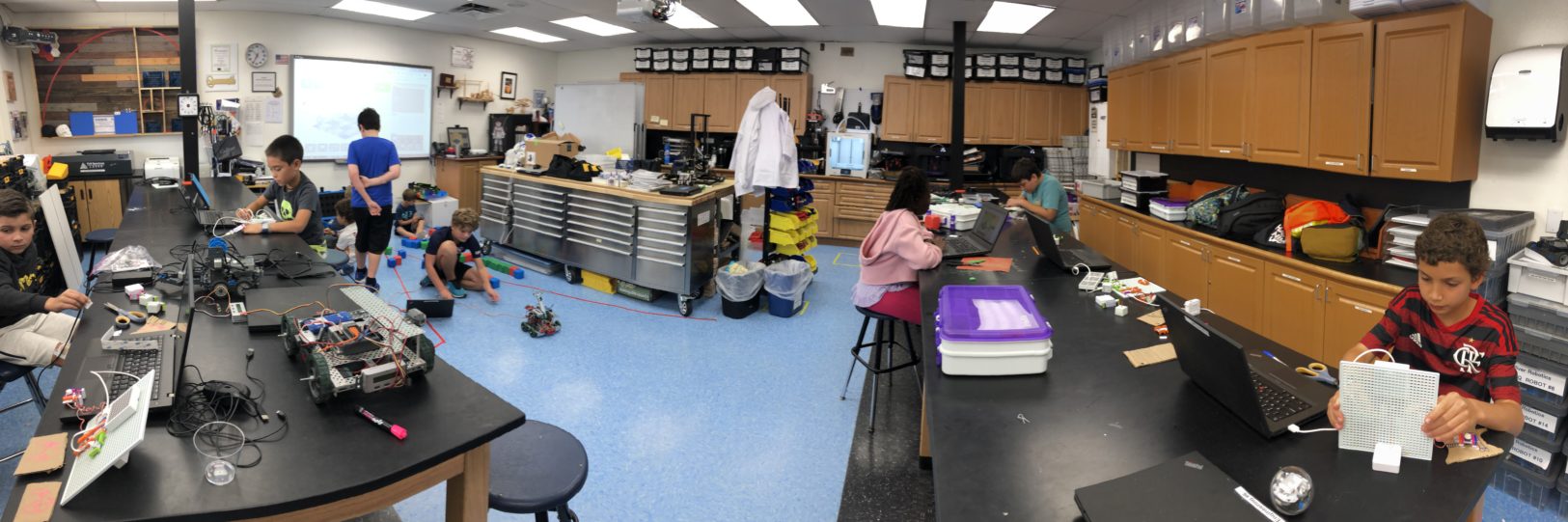 Children at summer engineering camp.