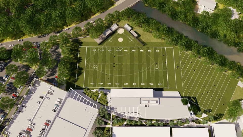arial view of new athletic field