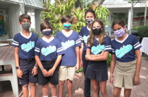 Middle school students in the courtyard