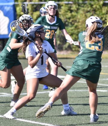 Girls lacrosse team playing a game