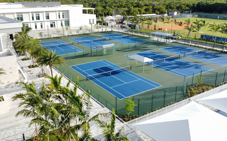 Empty tennis court complex